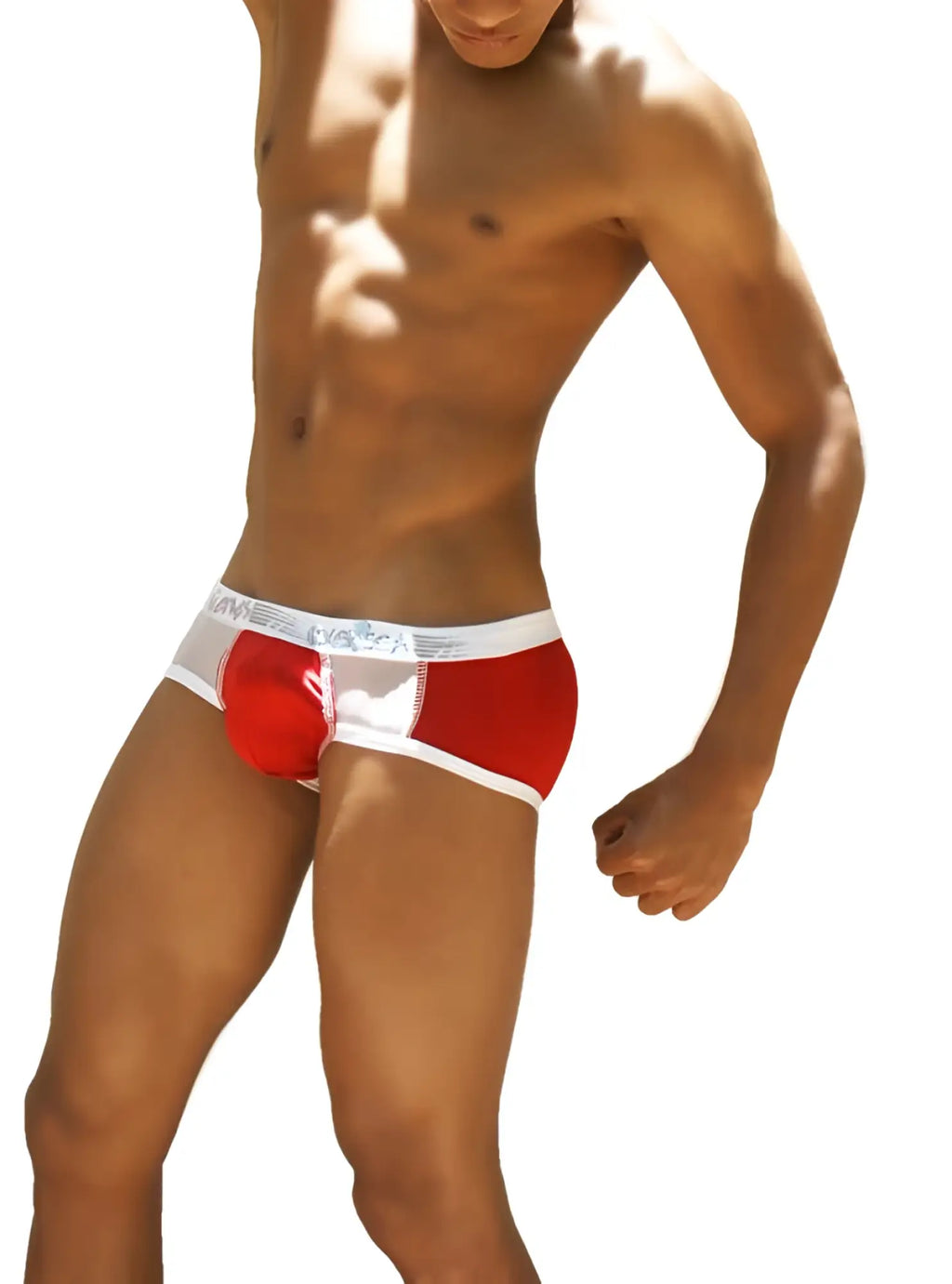 Icker Sea weekly contrast panel brief underwear red white men’s briefs with sleek modern design front view
