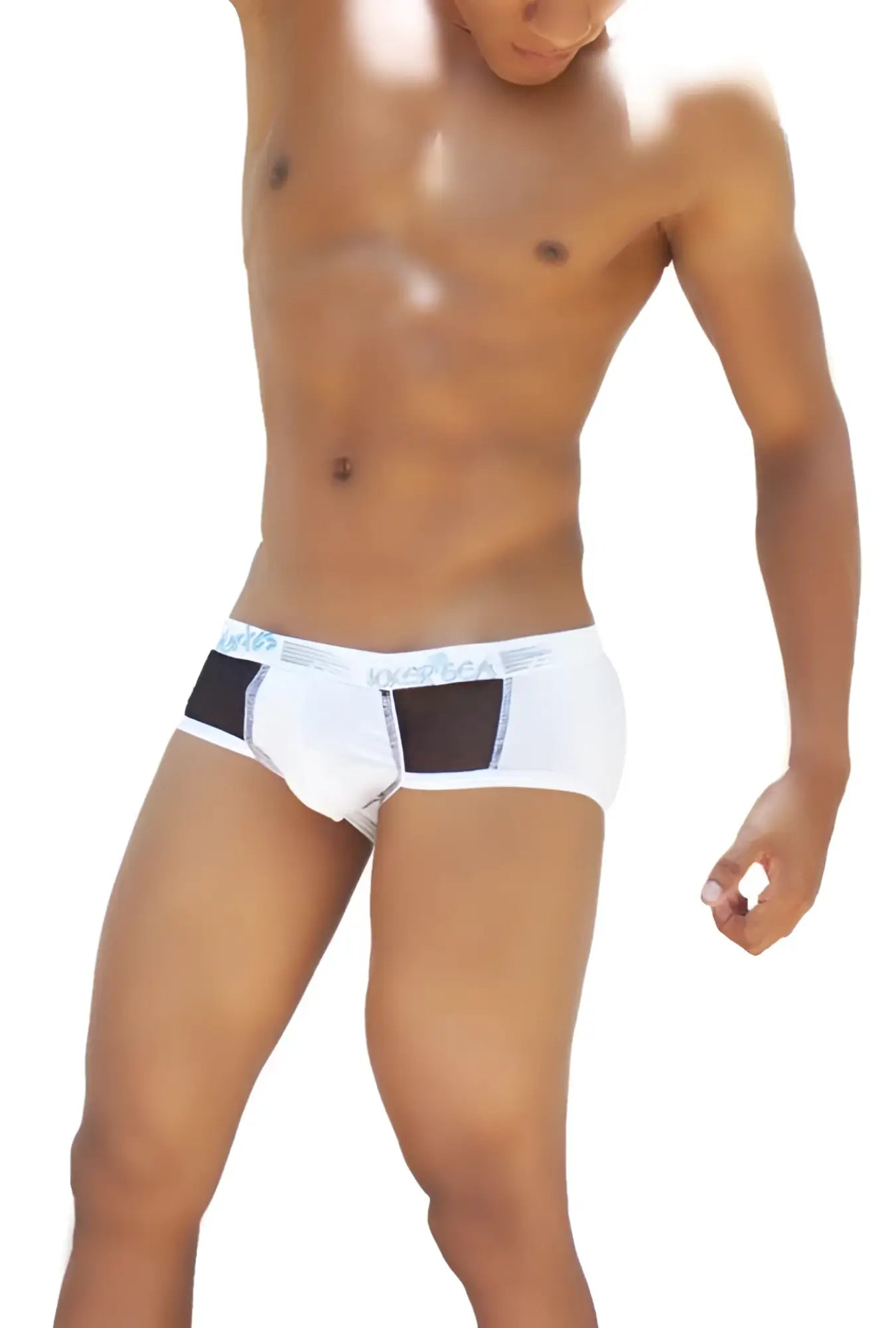 Icker sea weekly contrast panel brief underwear in white with black mesh panels and subtle logo trim