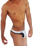White and black duotone mesh thong underwear with lamos cursive waistband from icker sea weekly lunes monday collection