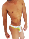 Icker Sea weekly miercoles wednesday duotone mesh thong underwear in white and lime green with contoured design