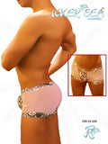 Icker sea zebra mesh boxer brief underwear white with pink briefs featuring black and white geometric waistband and legs