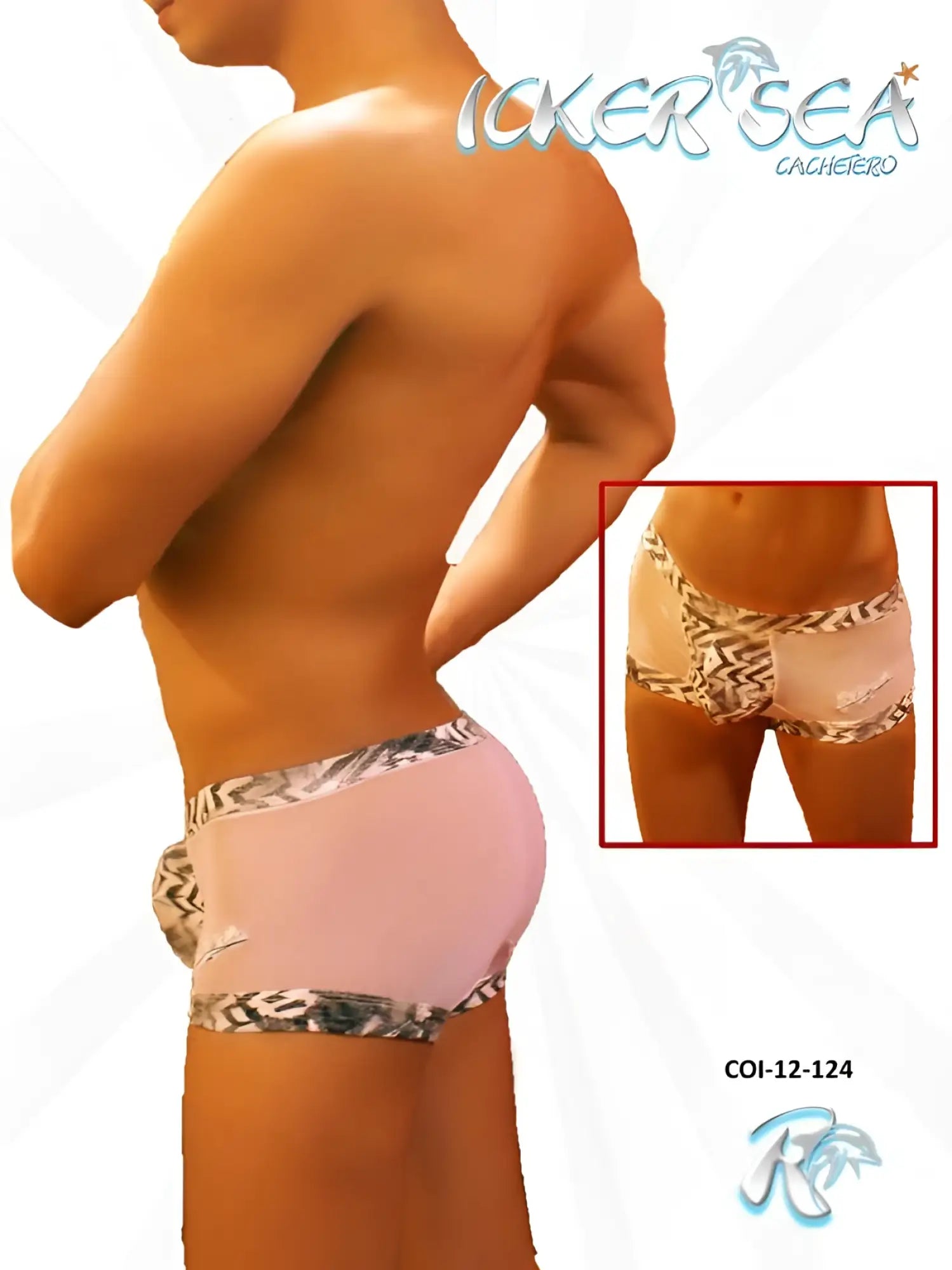 Icker sea zebra mesh boxer brief underwear white with pink briefs featuring black and white geometric waistband and legs