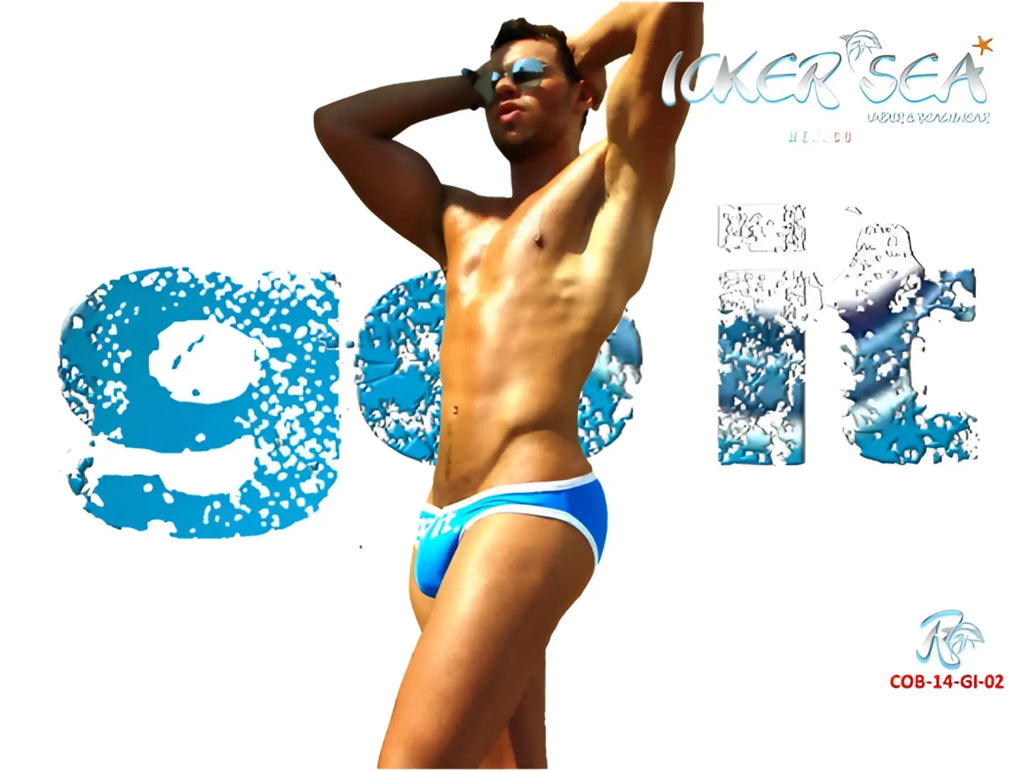 Icker Sea zipper front ACT slip bikini swimwear in blue and white with a sleek modern design for swimming