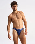 Blue teammb icon sports brief with white logo elastic band made for active sports use