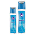 Two bottles of ID Glide water-based lubricant with blue and white labels and blue flip-top caps.