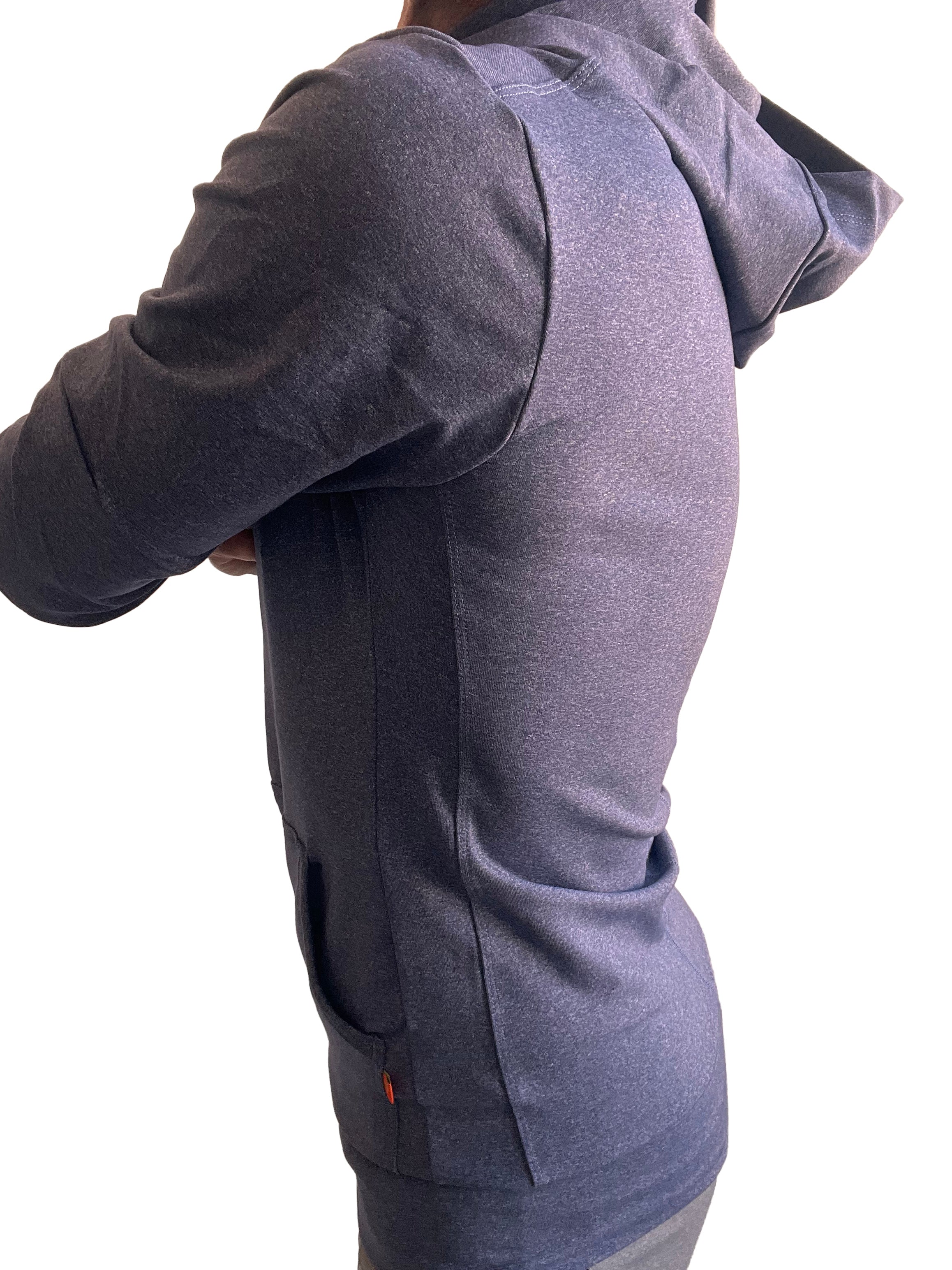 PERFORMANCE-Premium Form-Fit Crossover Yoga Track Hoodie (Marineblau meliert)