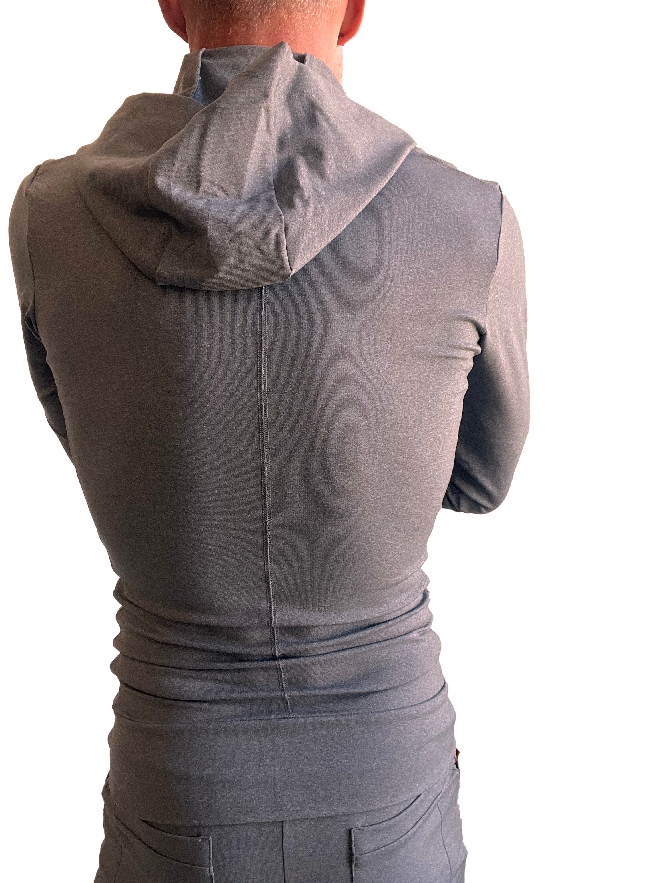 PERFORMANCE-Premium Form-Fit Crossover Yoga Track Hoodie (Dunkelgrau meliert)
