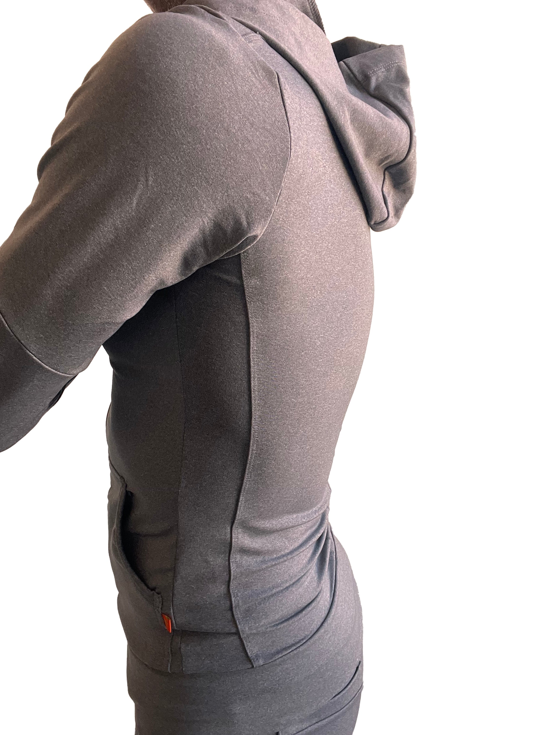 PERFORMANCE-Premium Form-Fit Crossover Yoga Track Hoodie (Dunkelgrau meliert)