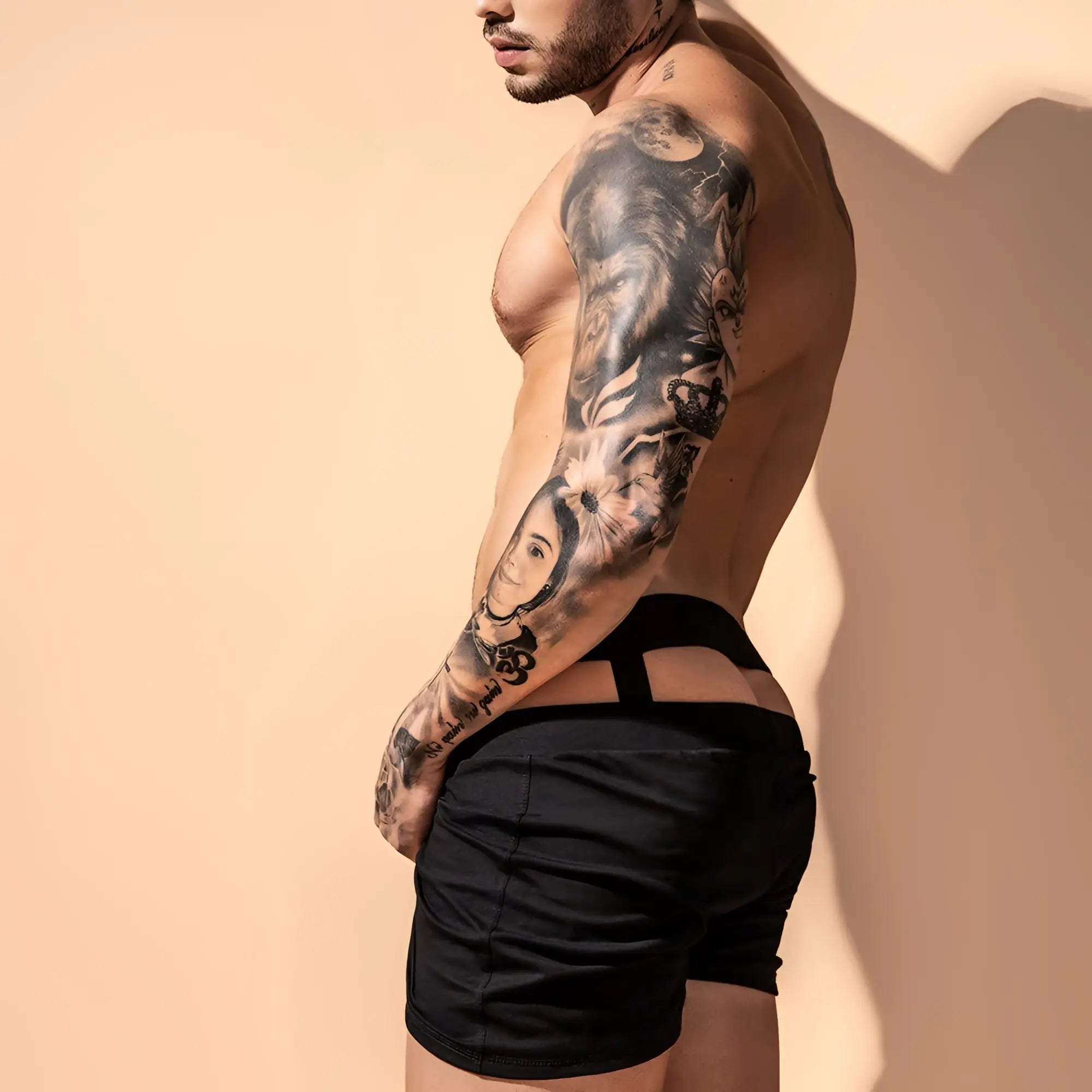Black Intymen INC003 boxer brief shorts with a back cut-out design made of breathable athletic fabric