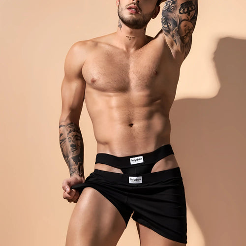 Black intymen inc003 boxer briefs with cutout design and elastic waistband for comfortable support