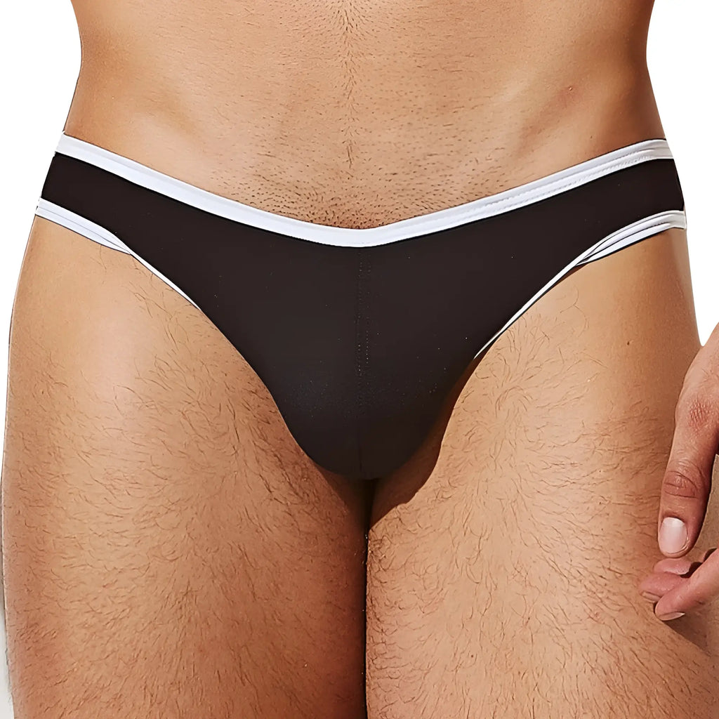 Black briefs with white trim from intymen ine029 jockstrap highlighting contrast edging and supportive fit