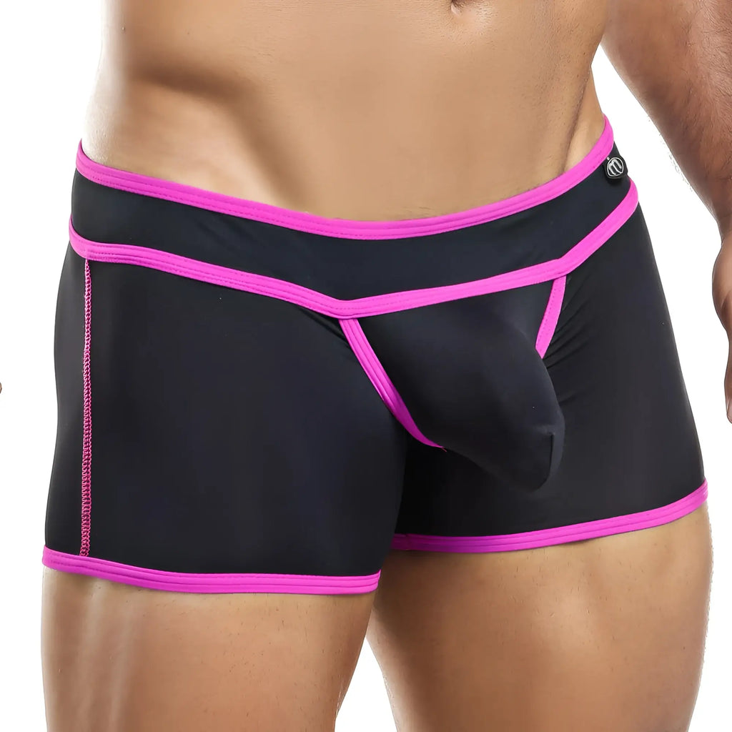 Intymen ing052 boxer trunk black athletic briefs with vibrant pink trim and supportive contoured design