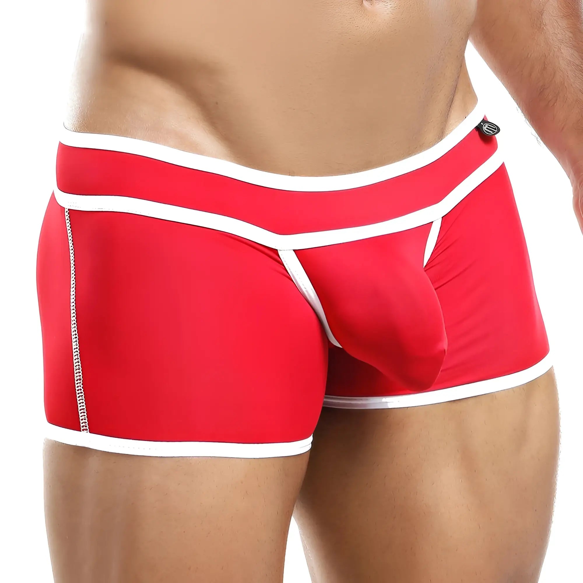 Red men’s briefs intymen ING052 with white trim and silver zipper detail in soft breathable fabric