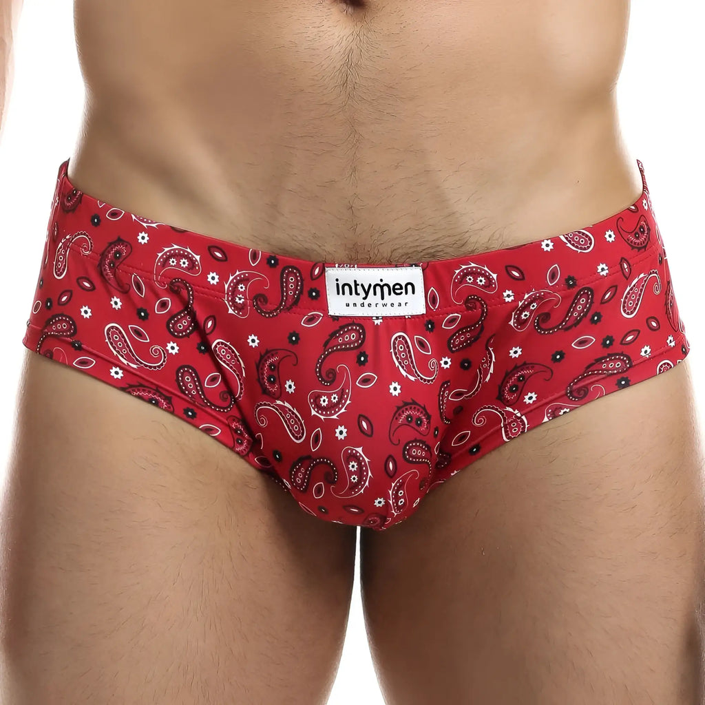Intymen ing067 boxer trunk red bandana patterned men’s briefs with black and white accents and intymen label
