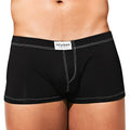 Black briefs with white stitching and intymen underwear label on waistband from intymen ING075 boxer trunk collection