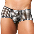 Intymen ing077 boxer trunk men’s black and white houndstooth patterned underwear with branded label