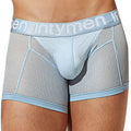 Light blue mesh men’s underwear with branded waistband intymen ing081 boxer brief front view