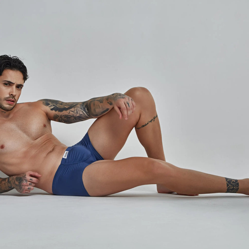 Blue men’s briefs intymen ing092 boxer with white brand label on waistband made from soft fabric for everyday comfort