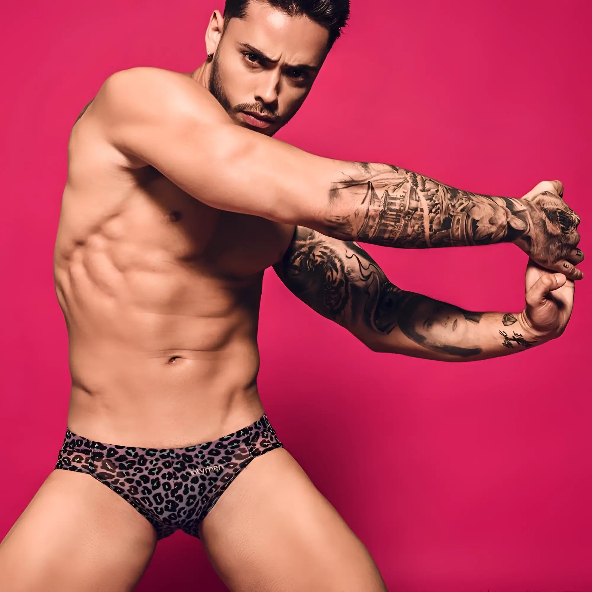 Intymen ini025 leopard print men’s bikini briefs made of soft fabric for comfortable everyday wear