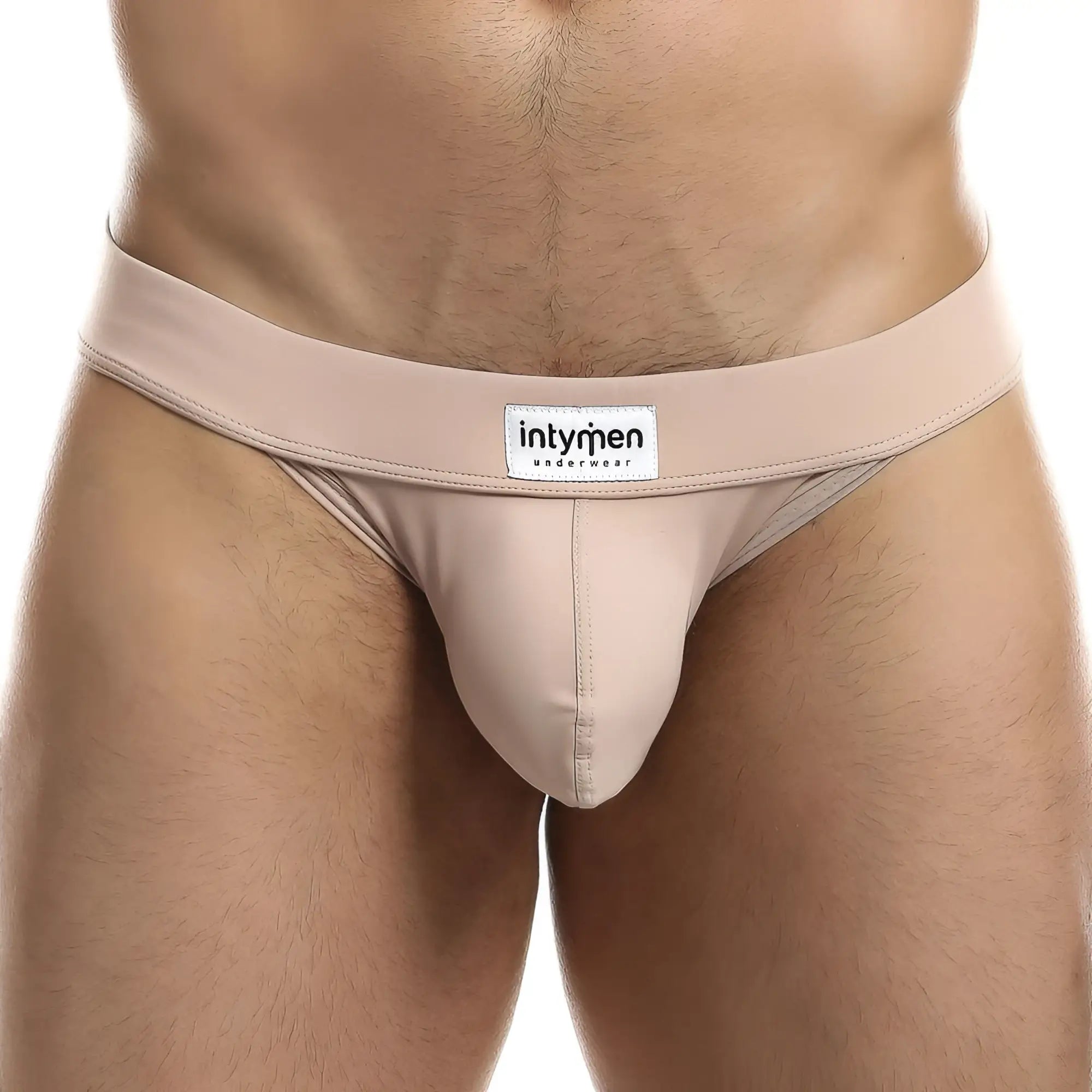 Beige Intymen INI029 bikini brief with smooth seamless design and branded label on the waistband