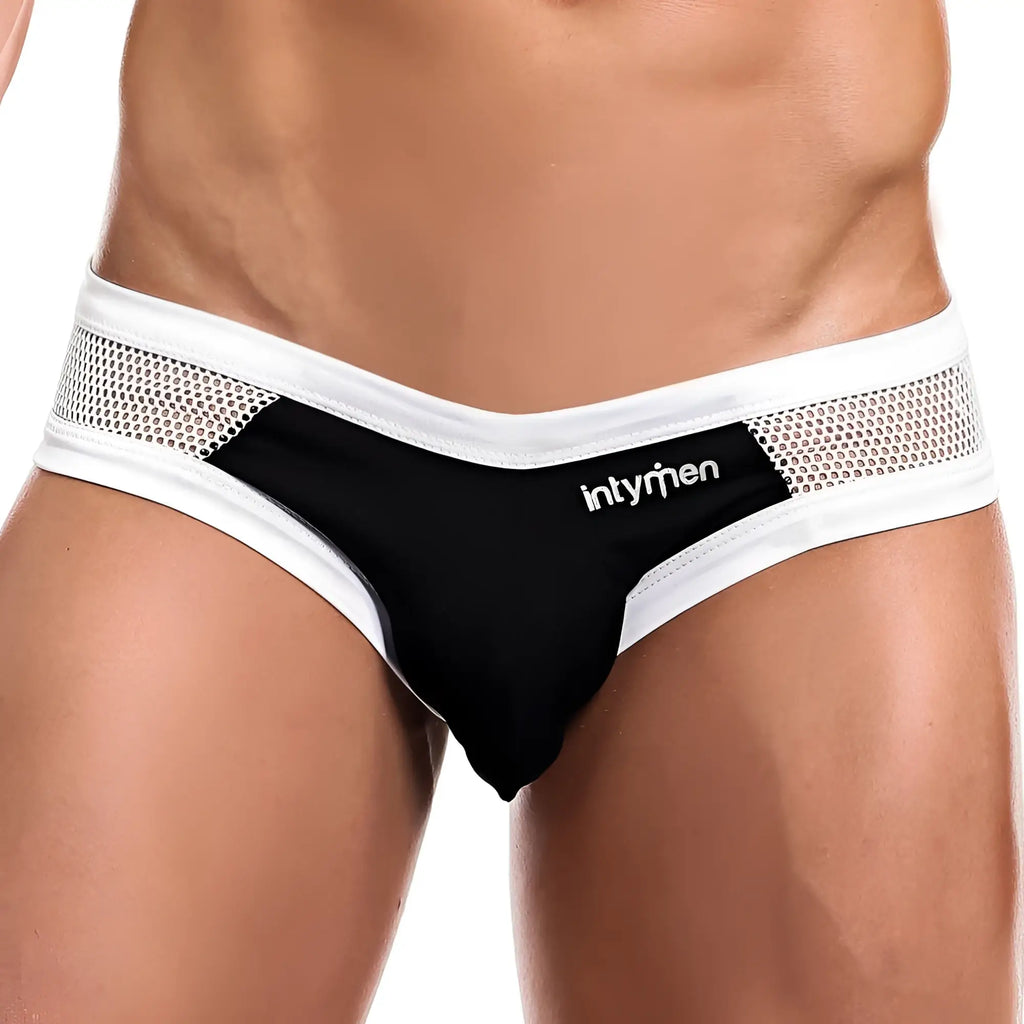 Intymen inj055 brief black and white mesh trimmed men’s briefs with sleek modern design