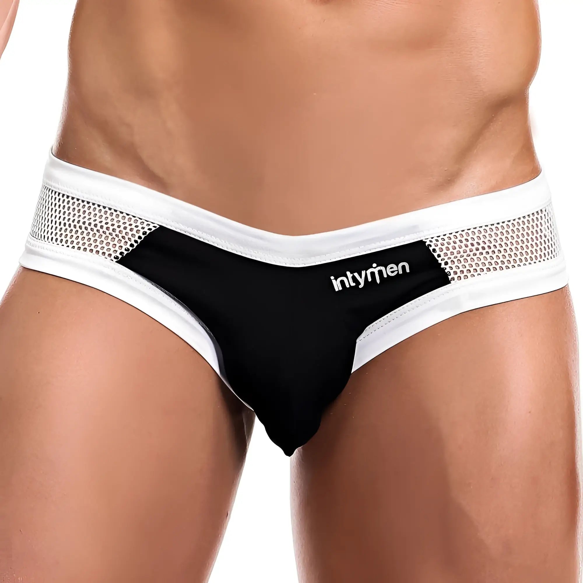 Intymen inj055 brief black and white mesh trimmed men’s briefs with sleek modern design