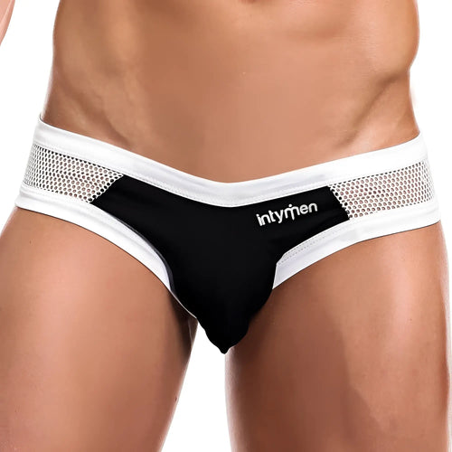 Intymen inj055 brief black and white mesh trimmed men’s briefs with sleek modern design