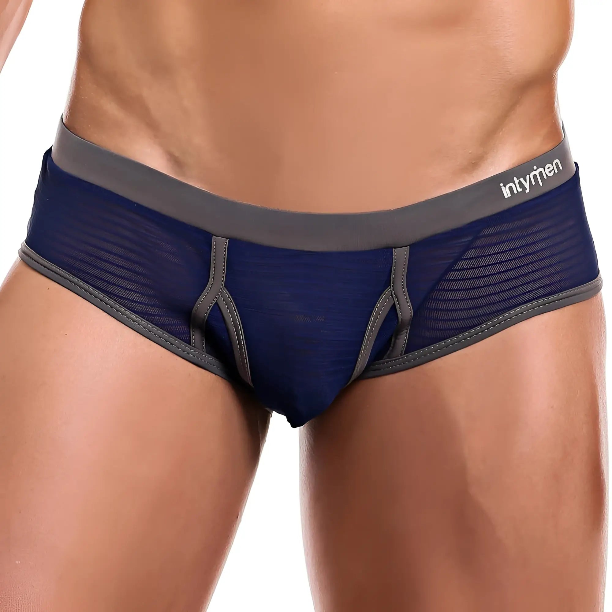 Intymen inj056 brief navy blue and gray mesh briefs with branded waistband for breathable comfort