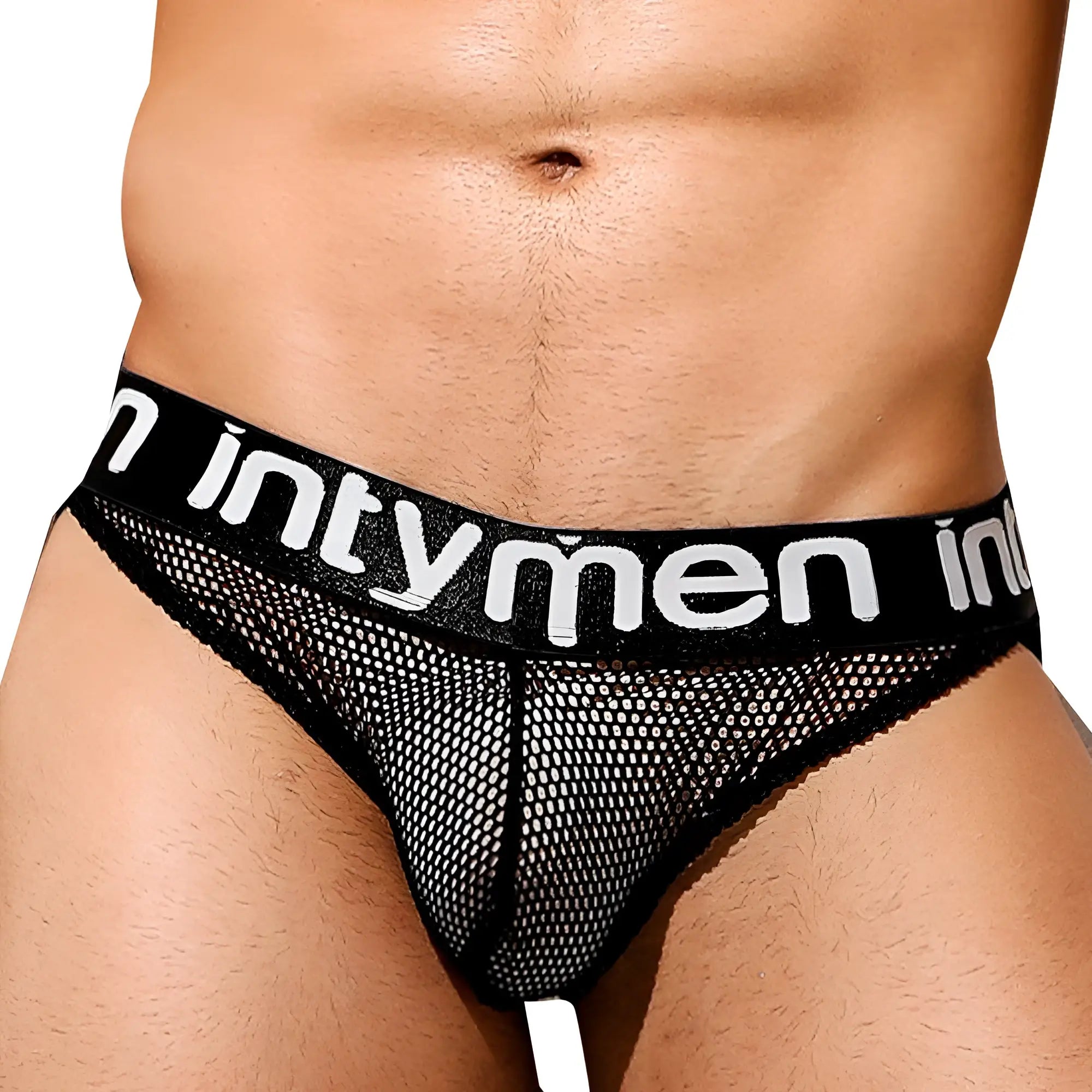 Black mesh briefs intymen inj067 with white intymen logo on waistband for breathable everyday wear