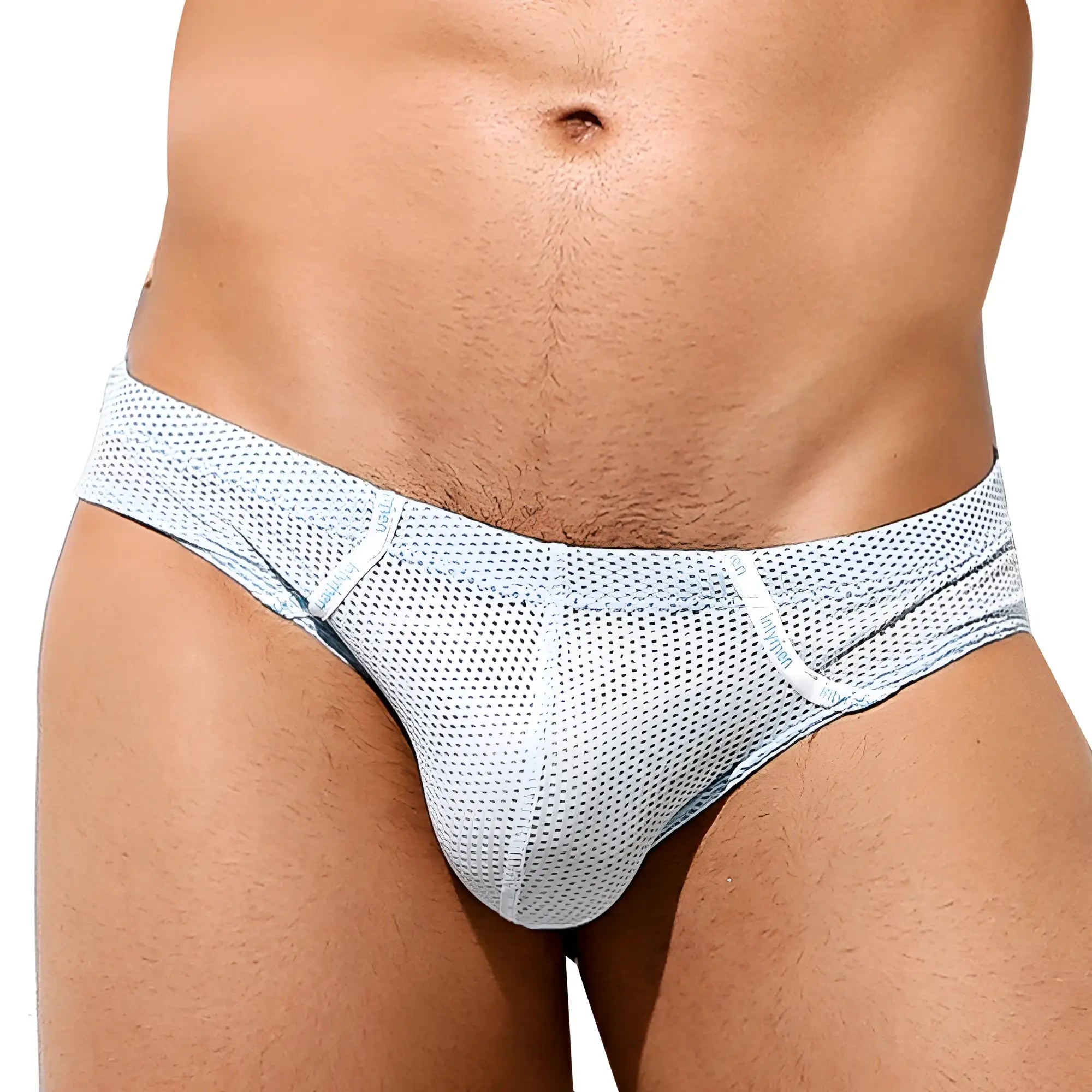 Intymen inj068 light blue mesh briefs with subtle pattern and reinforced stitching along the waistband