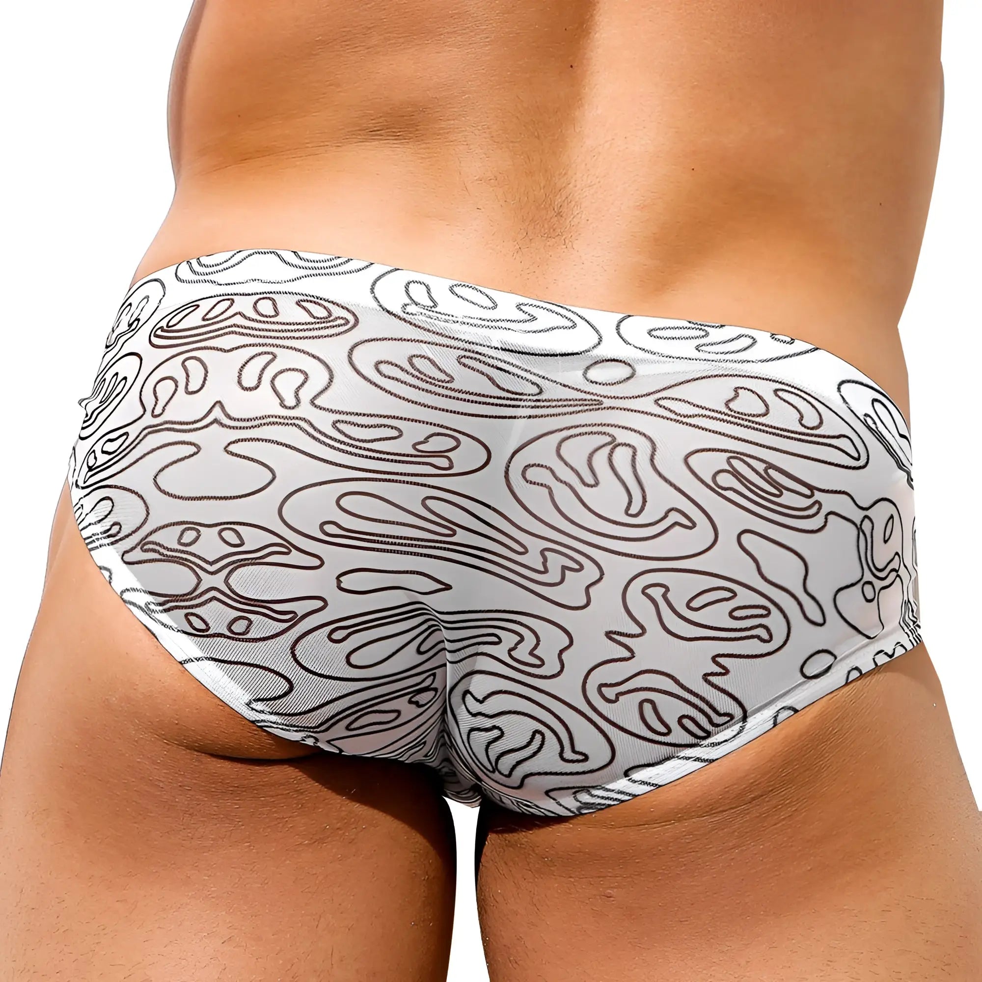 Intymen inj071 brief white briefs with black abstract line pattern for comfortable everyday wear