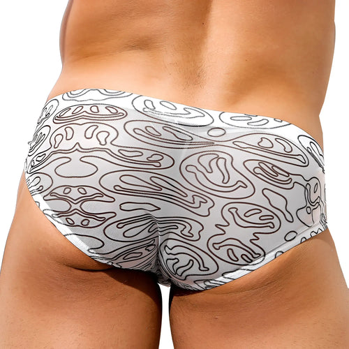 Intymen inj071 brief white briefs with black abstract line pattern for comfortable everyday wear
