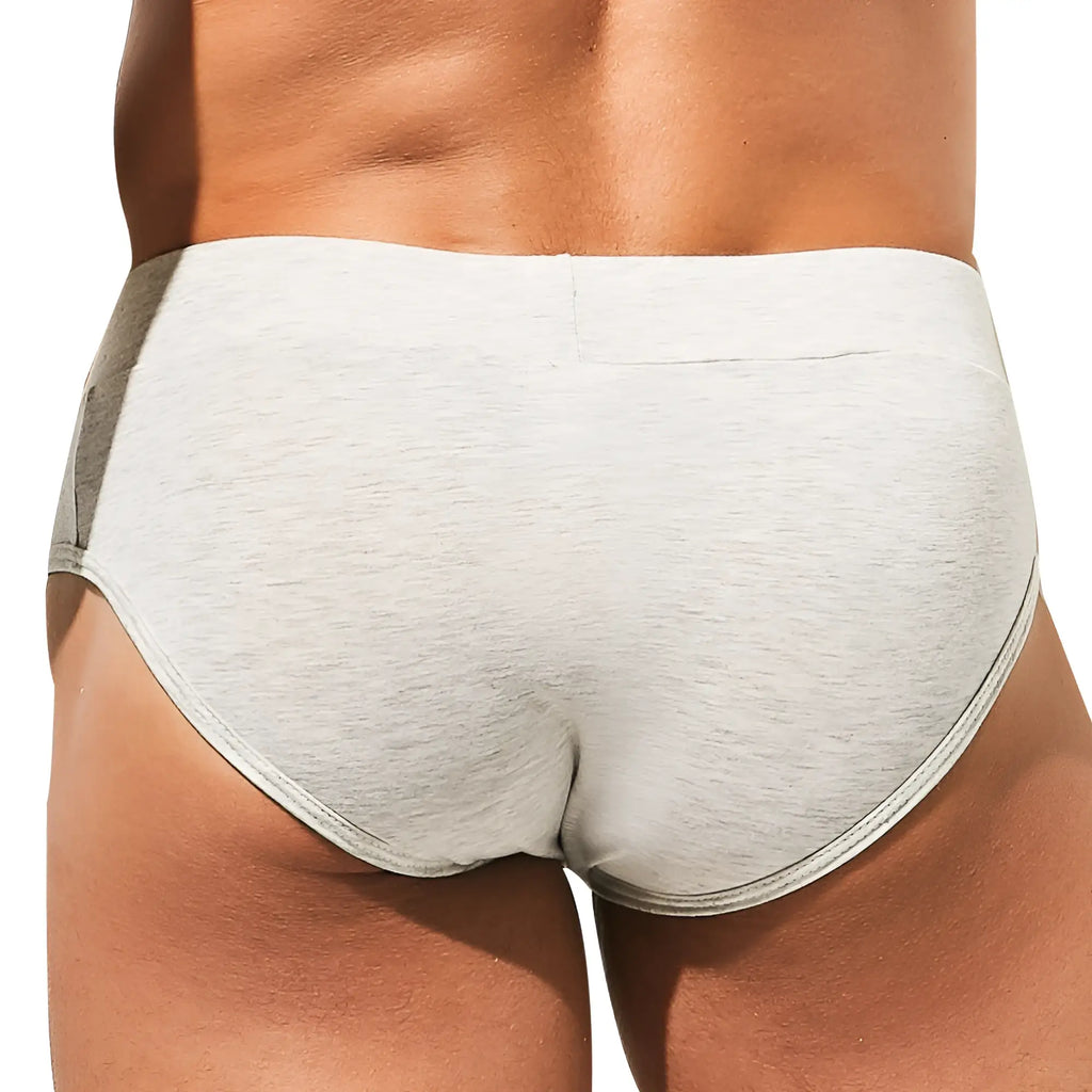 Light gray heathered cotton briefs by intymen with subtle side panel detail for comfortable everyday wear