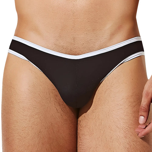 Black Intymen INJ083 bikini brief with white trim made of soft fabric for comfortable everyday wear