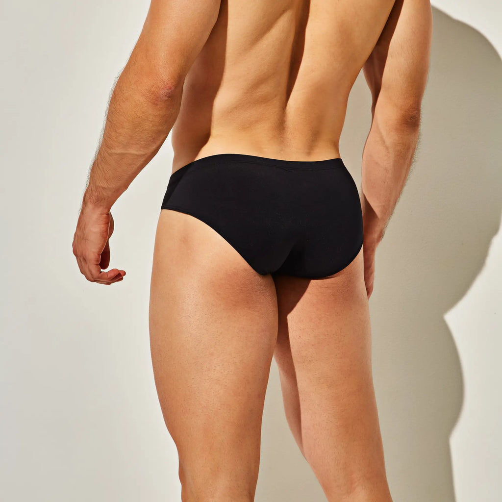 Black Intymen INJ098 brief with smooth form-fitting design in breathable fabric for everyday comfort