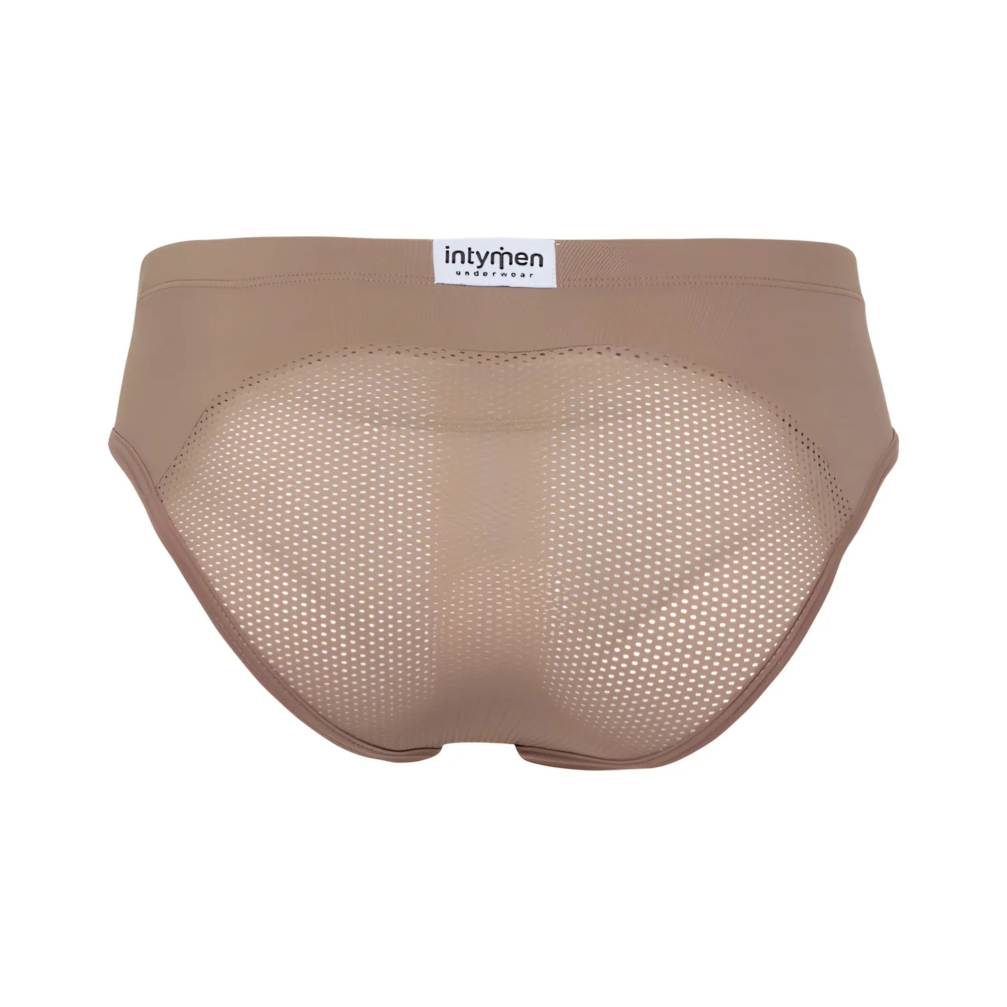Beige Intymen INJ104 brief underwear with mesh panel and elastic waistband showing front side