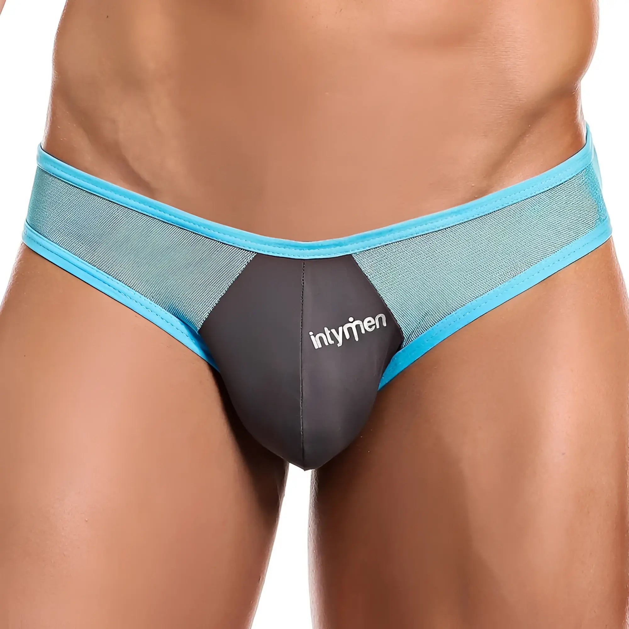 Intymen INK008 thong men’s turquoise and black mesh brief with sleek form-fitting design