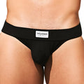 Black intymen ink013 thong underwear with white waistband label showing front side in comfortable fabric