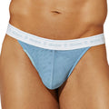 Light blue mesh briefs with a white elastic waistband featuring the intymen brand logo in Intymen INK016 thong