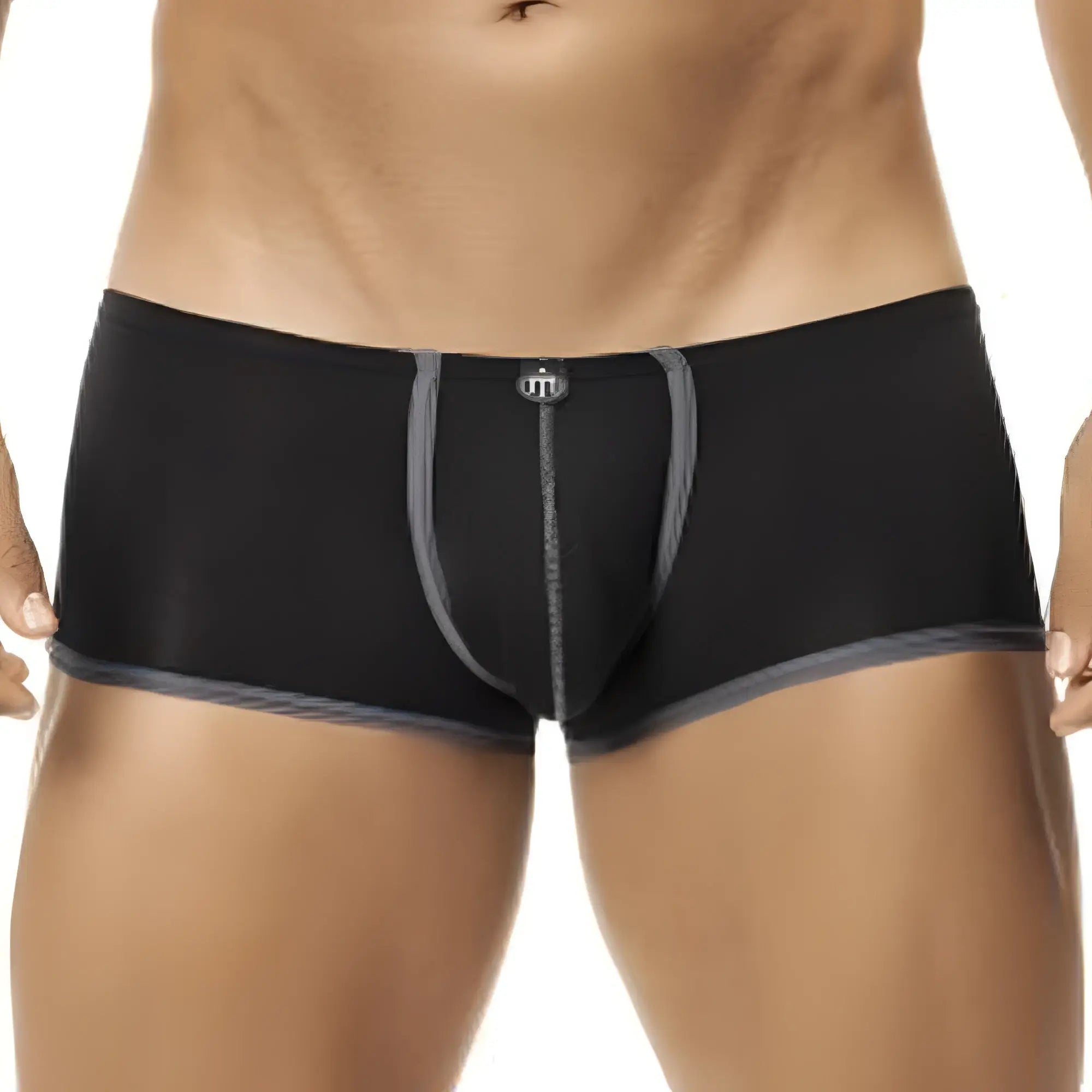 Black men’s briefs intymen int5618 with gray trim and small metallic logo for comfortable everyday wear