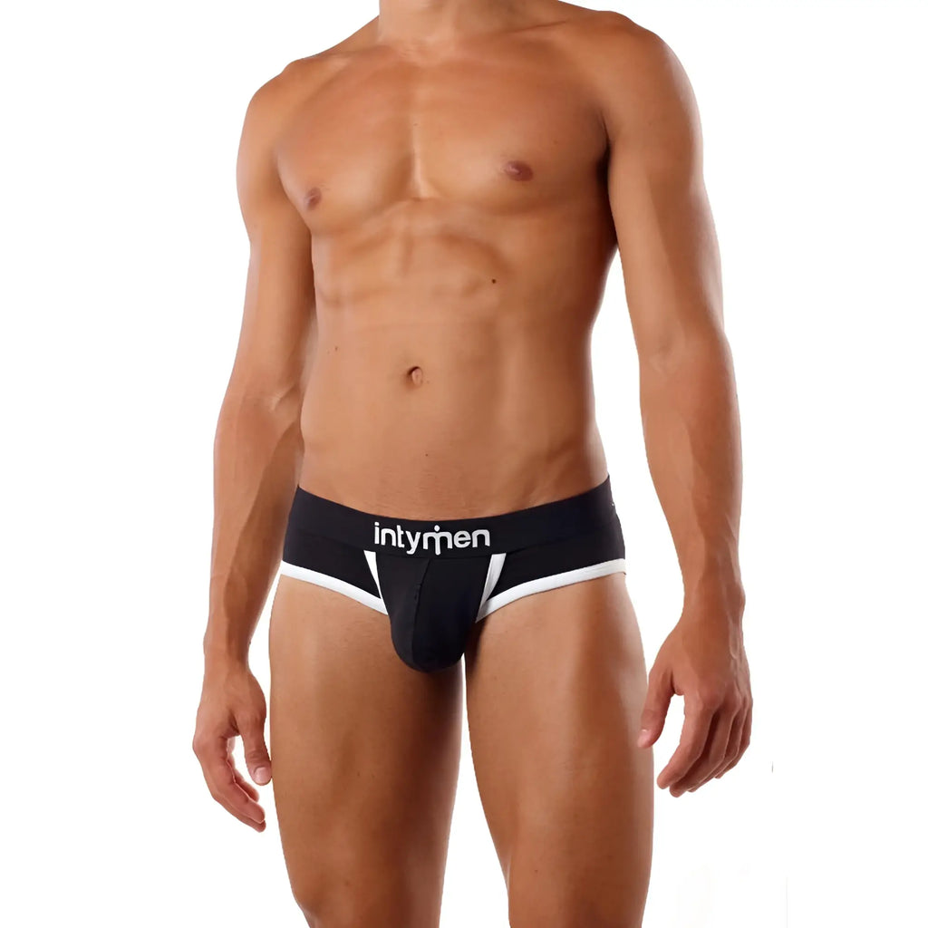 Intymen INT6300 black and white briefs with sleek contoured design for comfortable daily wear