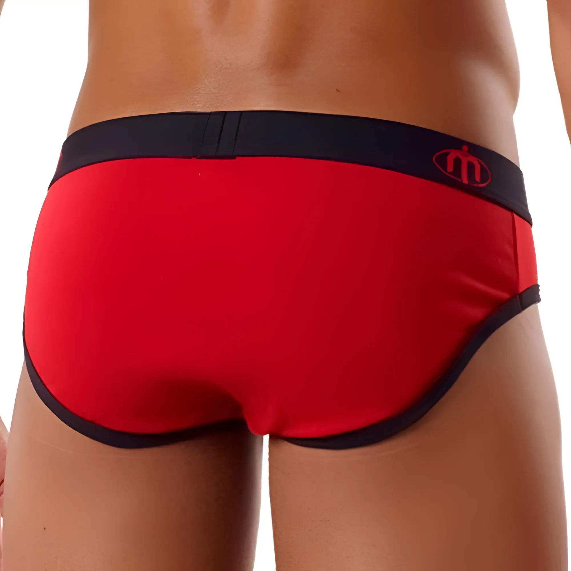 Red men’s briefs intymen int6300 with black trim and small red logo on waistband in soft breathable fabric