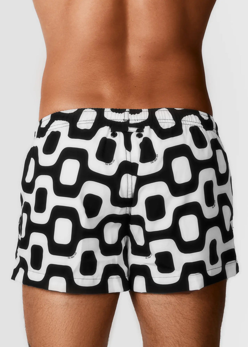 Ipanema Pavement Shorts black and white geometric patterned Italian swim trunks with bold modern design for summer use