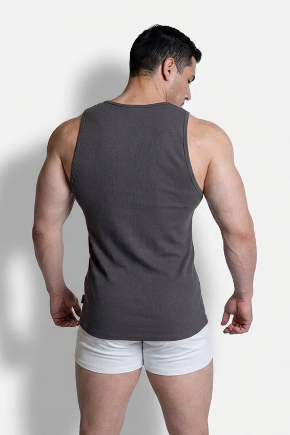 Jed North Men's Ribbed Muscle Tank Top - Dark Gray