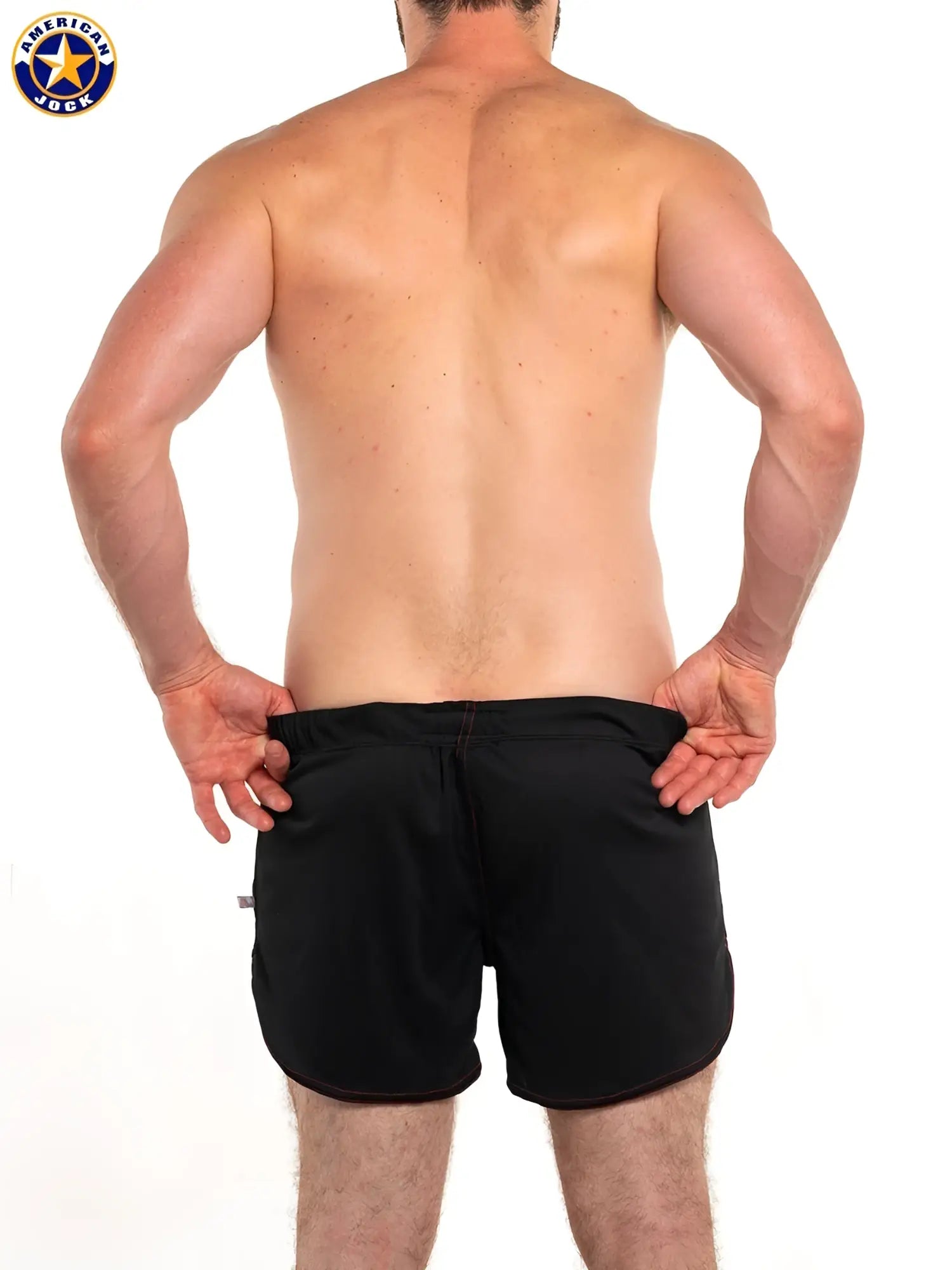 Black aj 11 workout shorts with built-in jockstrap sleek design and subtle side pockets for athletic use
