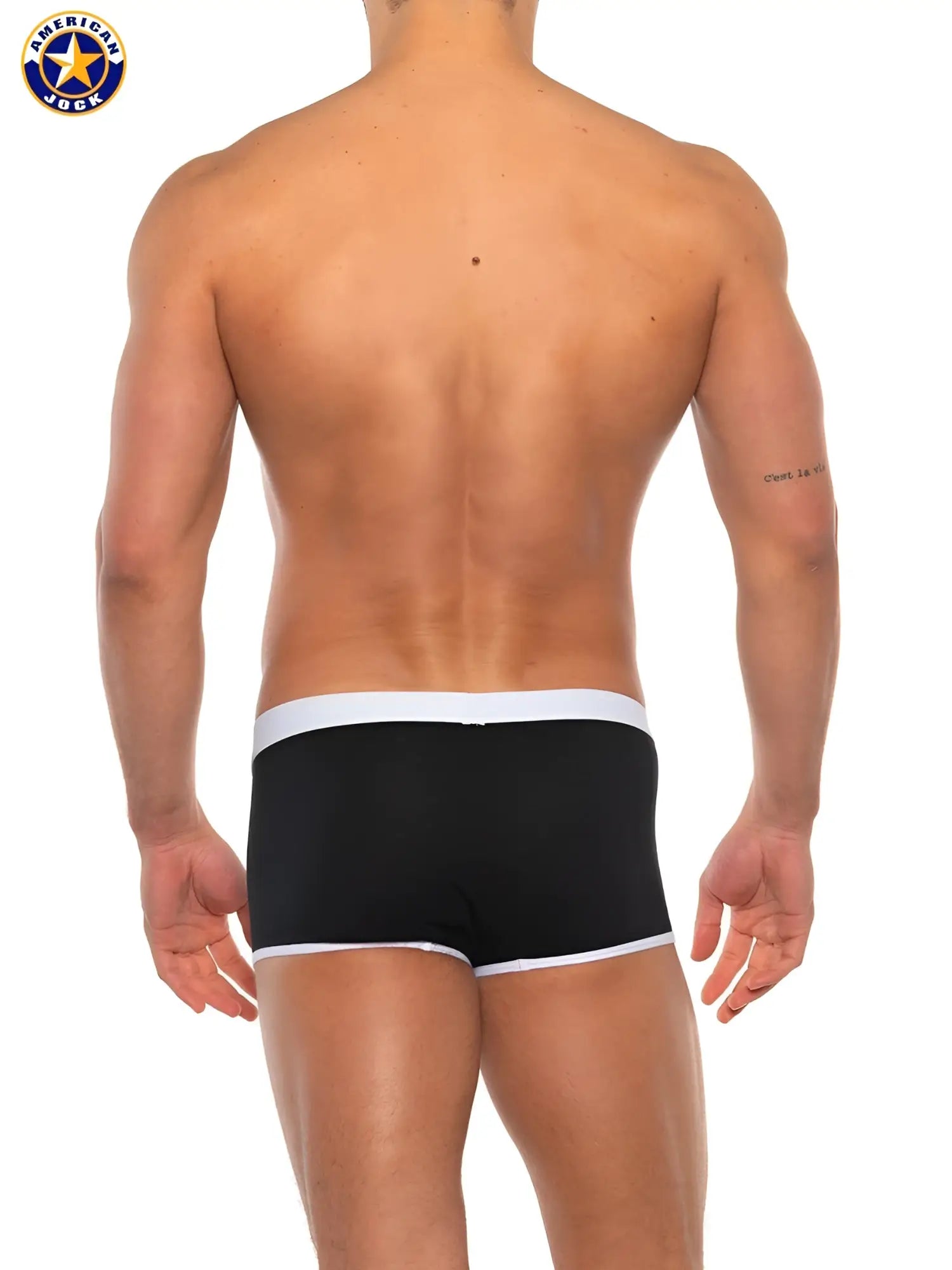 Black American jack briefs with white trim by A J Basics trunk featuring soft breathable fabric for everyday wear
