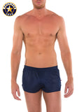 Navy blue a j sports mesh shorts with elastic waistband made from breathable mesh fabric for athletic use