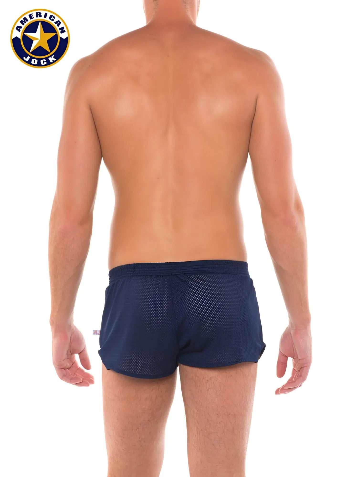 Navy blue a j sports mesh short athletic briefs featuring a snug elastic waistband and breathable mesh material