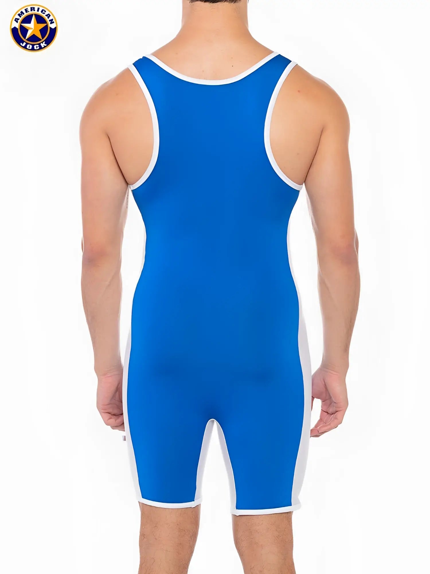 A j sports takedown singlet blue and white american jack wrestling singlet with fitted seamless design