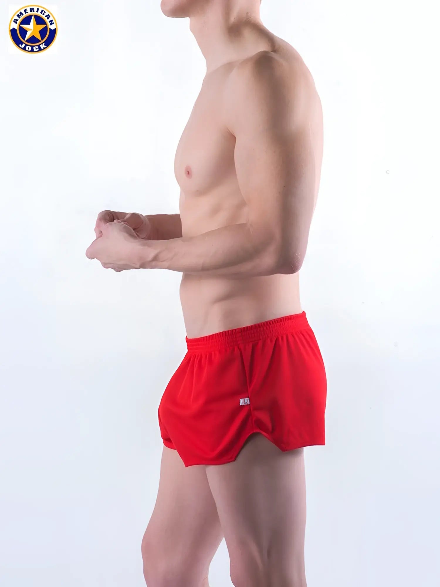 Red american jack A J Ultra running shorts with elastic waistband and side seam detailing for athletic use